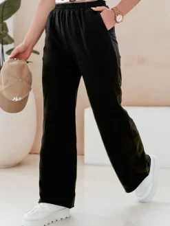 Spodnie Damskie>Dstreet Spodnie damskie dresowe wide leg DRESLINA czarne UY2692