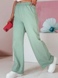 Spodnie Damskie>Dstreet Spodnie damskie dresowe wide leg DRESLINA miętowe UY2690