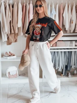 Spodnie Damskie>Dstreet Spodnie damskie dresowe wide leg DRESMOOD PREMIUM ecru UY2687