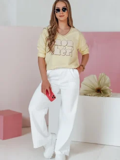 Spodnie Damskie>Dstreet Spodnie damskie dresowe wide leg DRESLINA białe UY2693