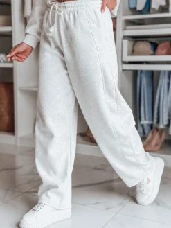 Spodnie Damskie>Dstreet Spodnie damskie dresowe wide leg DRESMOOD PREMIUM jasnoszare UY2685
