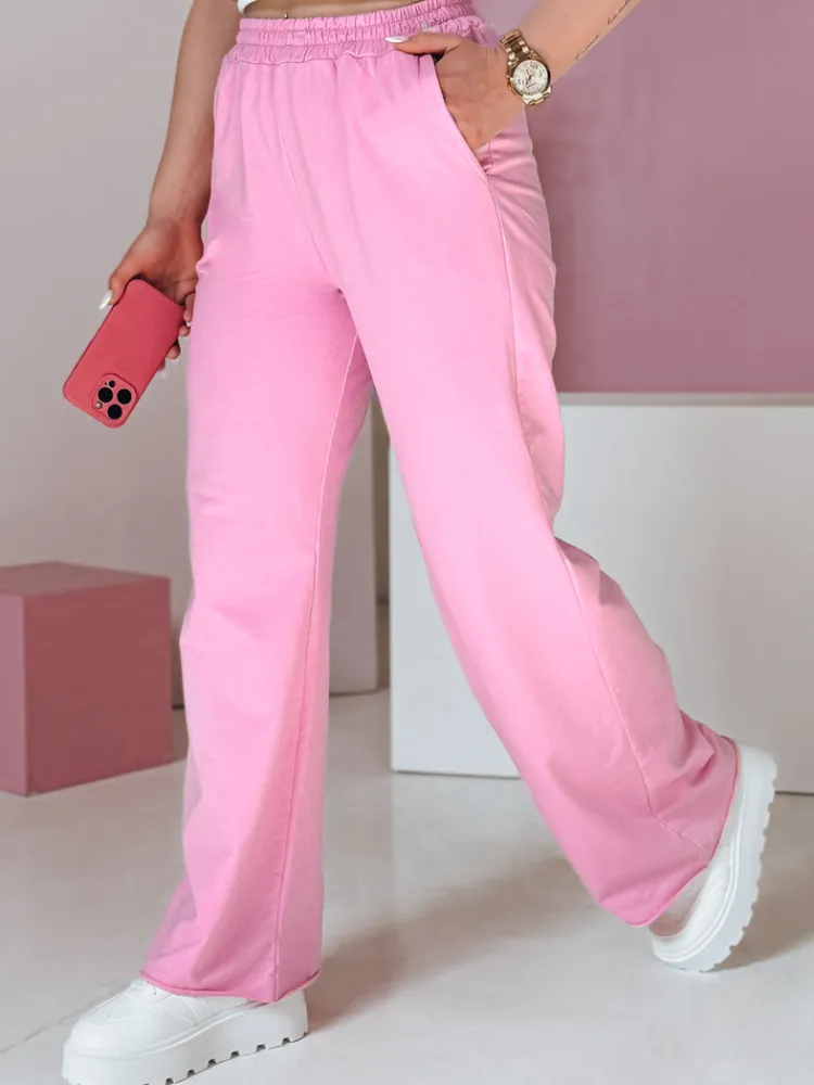 Spodnie Damskie>Dstreet Spodnie damskie dresowe wide leg DRESLINA różowe UY2691