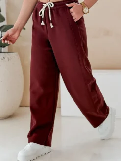 Spodnie Damskie>Dstreet Spodnie damskie dresowe wide leg DRESMOOD PREMIUM bordowe UY2688