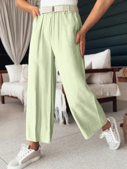 Spodnie Damskie>Dstreet Spodnie damskie dzwony CHIMAS miętowe UY2108