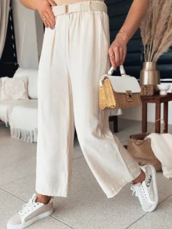 Spodnie Damskie>Dstreet Spodnie damskie dzwony CHIMAS ecru UY2109