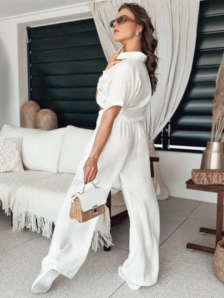 Spodnie Damskie>Dstreet Spodnie damskie dzwony GRITAN ecru UY2089