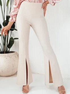 Wyjątkowe Okazje|Spodnie Damskie>Dstreet Spodnie damskie dzwony TISMY beżowe UY1895