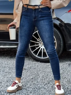 Jeansy Damskie>Dstreet Spodnie damskie FALERIS jeansowe niebieskie UY2254