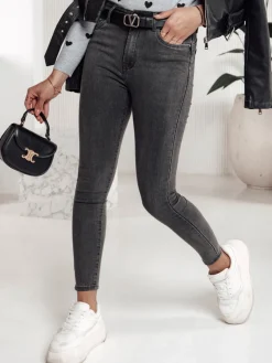 Jeansy Damskie>Dstreet Spodnie damskie FEELFREE jeansowe szare UY2238