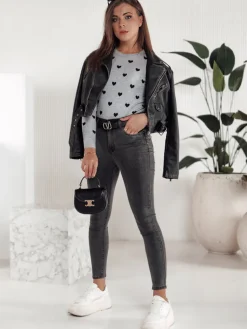 Jeansy Damskie>Dstreet Spodnie damskie FEELFREE jeansowe szare UY2238