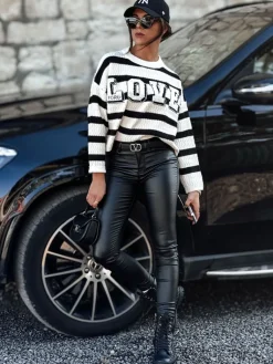 Spodnie Damskie>Dstreet Spodnie damskie GLOSSTEP woskowane czarne UY2194