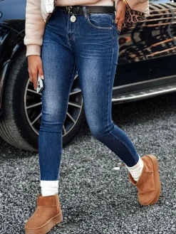 Spodnie Damskie|Jeansy Damskie>Dstreet Spodnie damskie JEANLIFE jeansowe skinny z paskiem w zestawie niebieskie UY2195