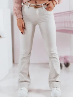 Jeansy Damskie>Dstreet Spodnie damskie jeansowe FLAREJOY jasnobeżowe UY2367