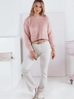 Jeansy Damskie>Dstreet Spodnie damskie jeansowe FLAREJOY jasnobeżowe UY2367