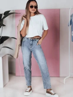 Jeansy Damskie>Dstreet Spodnie damskie jeansowe mom fit z paskiem CASUALJIN UY2351