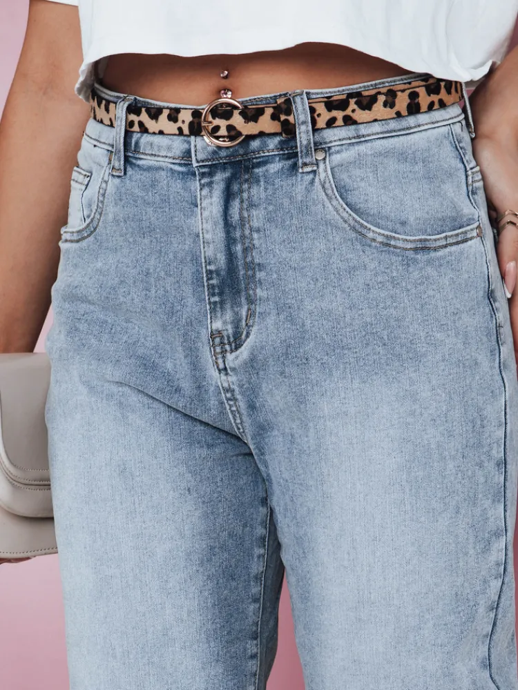 Jeansy Damskie>Dstreet Spodnie damskie jeansowe mom fit z paskiem CASUALJIN UY2351