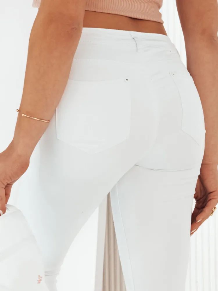 Jeansy Damskie>Dstreet Spodnie damskie jeansowe NAVILES białe UY1987