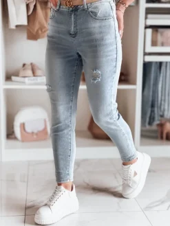 Jeansy Damskie>Dstreet Spodnie damskie jeansowe mom fit MOMWAY niebieskie UY2489