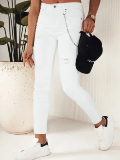 Jeansy Damskie>Dstreet Spodnie damskie jeansowe ALEX białe UY1878