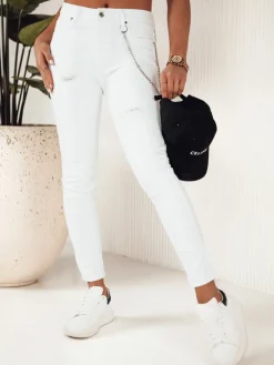 Jeansy Damskie>Dstreet Spodnie damskie jeansowe ALEX białe UY1878
