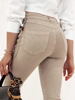 Jeansy Damskie>Dstreet Spodnie damskie jeansowe FABIANA beżowe UY2123