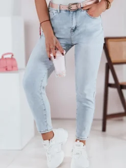 Jeansy Damskie>Dstreet Spodnie damskie jeansowe slim fit z paskiem SLIMLOVE UY2346