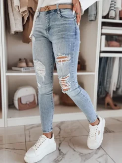 Jeansy Damskie>Dstreet Spodnie damskie jeansowe skinny DEMISTYLE niebieskie UY2496
