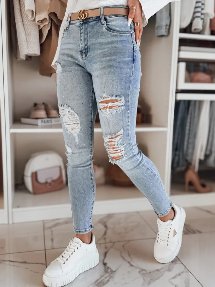 Jeansy Damskie>Dstreet Spodnie damskie jeansowe skinny DEMISTYLE niebieskie UY2496