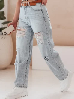Spodnie Damskie|Jeansy Damskie>Dstreet Spodnie damskie jeansowe baggy z paskiem BAGGINOVA niebieskie UY2683