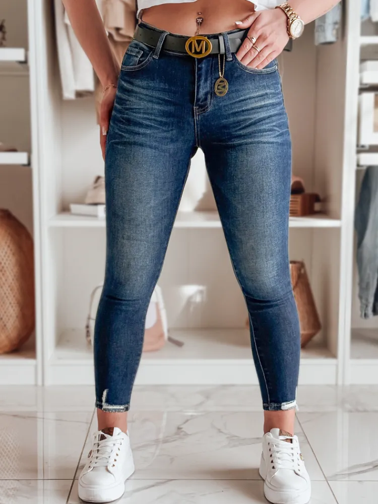 Jeansy Damskie>Dstreet Spodnie damskie jeansowe skinny z paskiem SKINNYJUP niebieskie UY2223