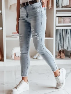 Jeansy Damskie>Dstreet Spodnie damskie jeansowe TAVELLIA niebieskie UY2705