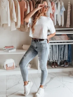 Jeansy Damskie>Dstreet Spodnie damskie jeansowe TAVELLIA niebieskie UY2705