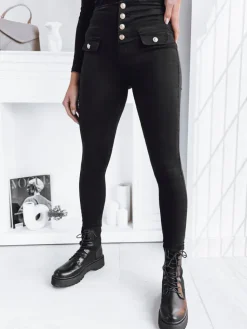 Jeansy Damskie>Dstreet Spodnie damskie jeansowe SKULL czarne UY1752