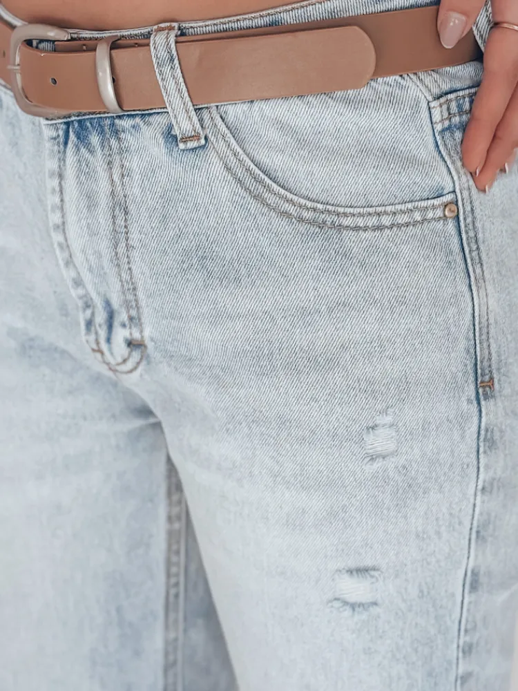 Jeansy Damskie>Dstreet Spodnie damskie jeansowe slim fit z paskiem SLIMLEN niebieskie UY2349