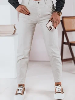 Jeansy Damskie>Dstreet Spodnie damskie jeansowe STREETSTYLE jasnobeżowe UY2375