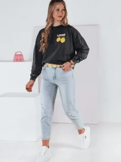 Jeansy Damskie>Dstreet Spodnie damskie jeansowe mom fit z paskiem JEANMOMENT UY2358