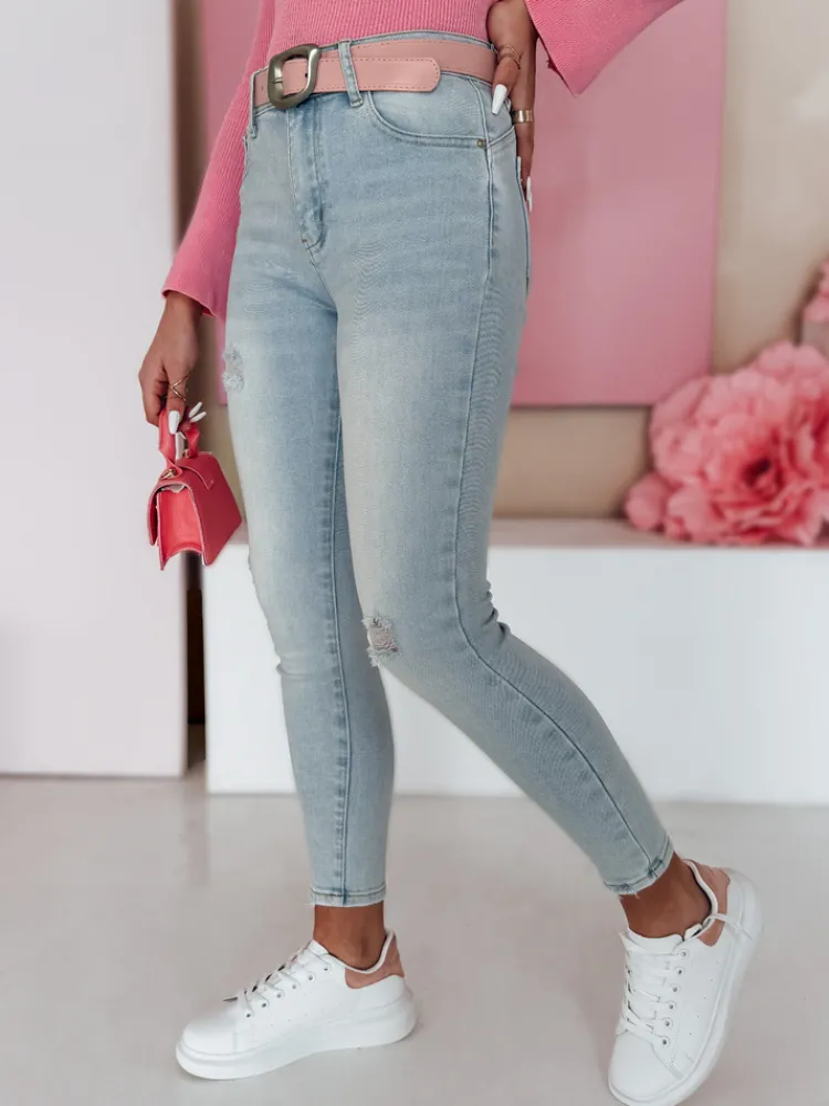 Jeansy Damskie>Dstreet Spodnie damskie jeansowe skinny z paskiem SLIMIVI niebieskie UY2423
