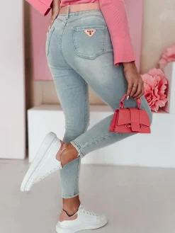 Jeansy Damskie>Dstreet Spodnie damskie jeansowe skinny z paskiem SLIMIVI niebieskie UY2423