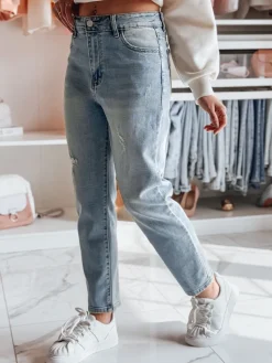 Jeansy Damskie>Dstreet Spodnie damskie jeansowe slim fit SLIMEDEW niebieskie UY2667