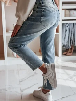 Jeansy Damskie>Dstreet Spodnie damskie jeansowe slim fit SLIMEDEW niebieskie UY2667