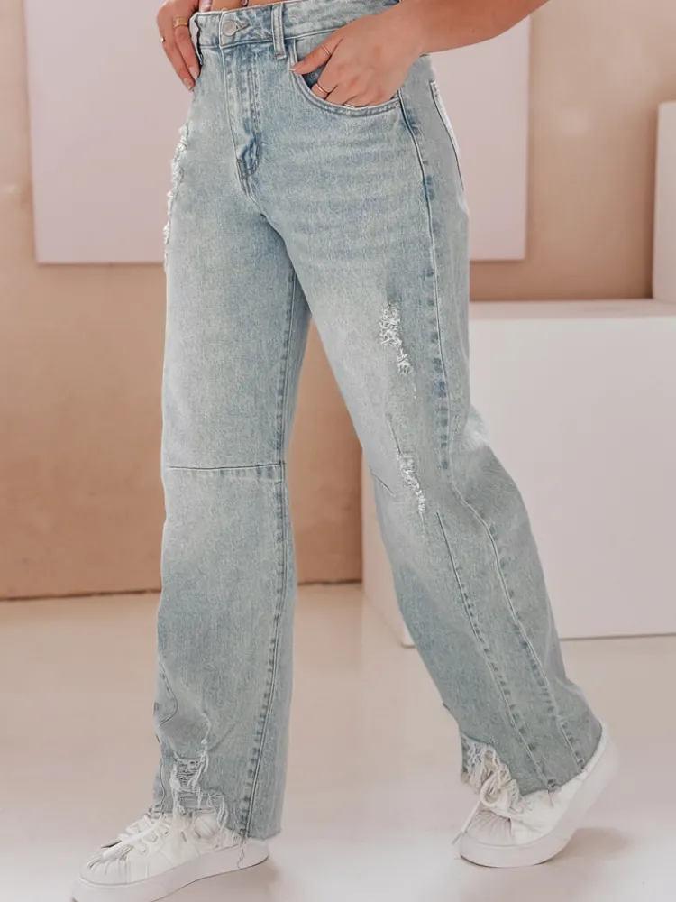 Jeansy Damskie|Spodnie Damskie>Dstreet Spodnie damskie jeansowe baggy BAGETSON niebieskie UY2431