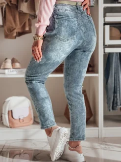 Jeansy Damskie>Dstreet Spodnie damskie jeansowe slim fit z paskiem FLORETTA niebieskie UY2490