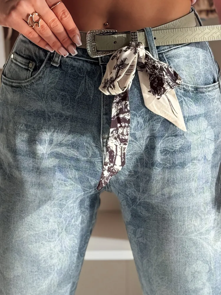 Jeansy Damskie>Dstreet Spodnie damskie jeansowe slim fit z paskiem FLORETTA niebieskie UY2490