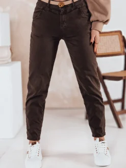 Jeansy Damskie>Dstreet Spodnie damskie jeansowe STREETSTYLE kawowe UY2393