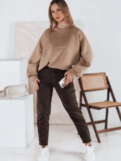 Jeansy Damskie>Dstreet Spodnie damskie jeansowe STREETSTYLE kawowe UY2393