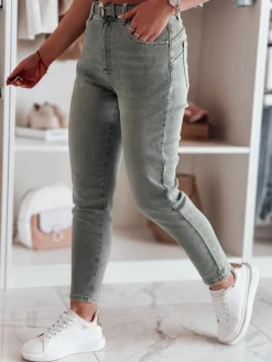 Jeansy Damskie>Dstreet Spodnie damskie jeansowe slim fit z paskiem SLIMFIZ niebieskie UY2494