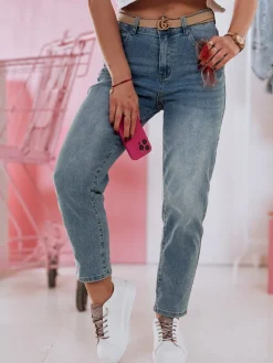 Jeansy Damskie>Dstreet Spodnie damskie jeansowe mom fit CASMOM UY2356