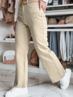 Jeansy Damskie>Dstreet Spodnie damskie jeansowe wide leg LUXEFLOW beżowe UY2364
