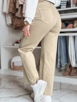 Jeansy Damskie>Dstreet Spodnie damskie jeansowe wide leg LUXEFLOW beżowe UY2364