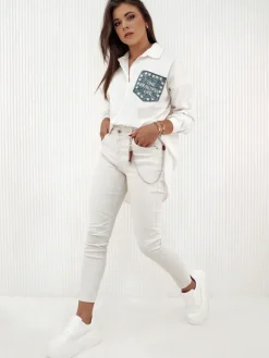 Jeansy Damskie>Dstreet Spodnie damskie jeansowe FABIANA jasnobeżowe UY2130